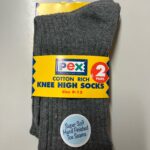 PEX KNEE HIGH , COTTON , RIBBED, GREY SOCK - Image 2