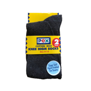Knee High Girls Sock Twin Pack (Pex) - Grey Shop