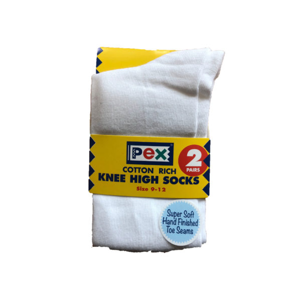 Knee High Girls Sock Twin Pack (Pex) - White Shop