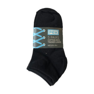 Trainer Socks 5 Pairs (Pex) - Black Shop